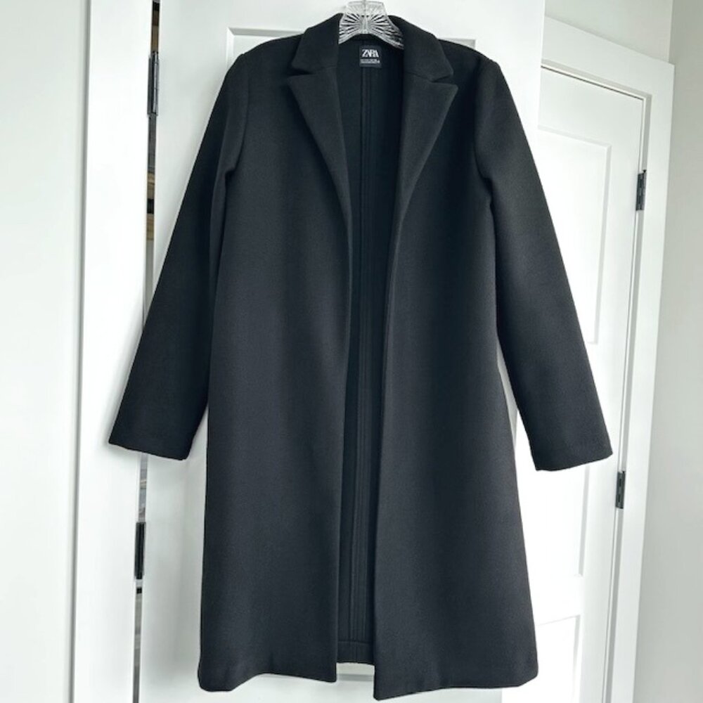 Zara Open Front Collar Coat with Pockets - Medium